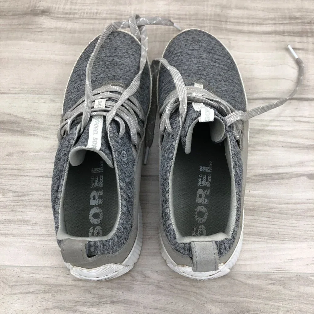 Sorel Sneakers Women's 7.5 Out N About Gray Mesh and Suede Lace Up Shoes